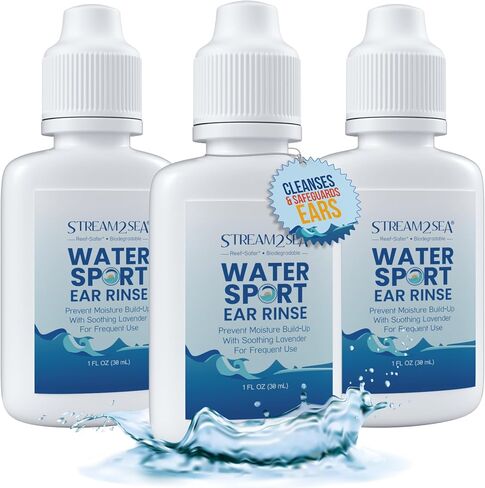 شطف الأذن الرياضة المائية من Stream2Sea للسباحين والغواصين والمتصفحات 1 Fl Oz - قطرات أذن طبيعية قابلة للتحلل للسباحين - قطرات الأذن مع أوريجانو وزيوت اللافندر - للحفاظ على صحة الأذنين ، 3 عبوات in Kuwait