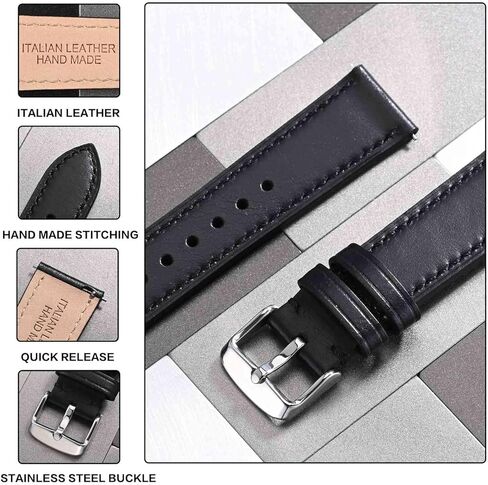 Anbeer أحزمة ساعة جلدية سريعة الإصدار، أحزمة ساعة أصلية للرجال والنساء، 18 مم 20 مم 22 مم حزام ساعة من الجلد الإيطالي، إبزيم من الفولاذ المقاوم للصدأ in Kuwait