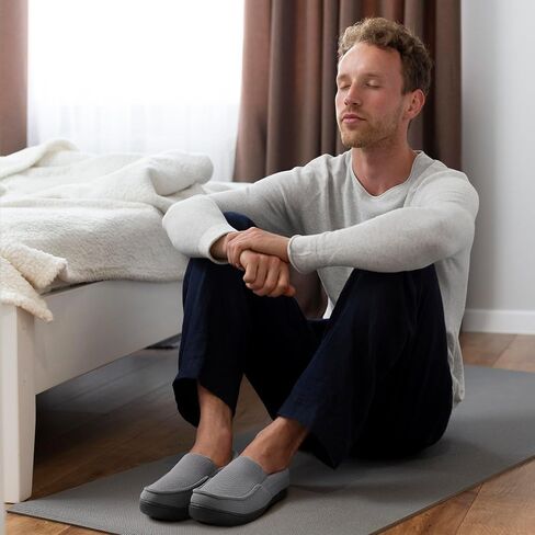 festooning Men's Slippers Soft Comfy Memory Foam Slip On Non-Slip Rubber Hardsole Slipper Indoor Outdoor Warm House Shoes in Saudi Arabia