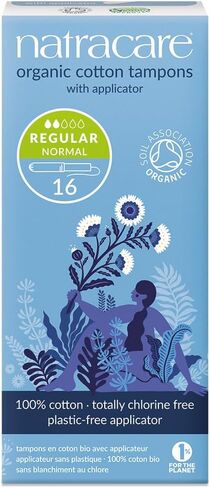 Natracare Non-Applicator 100% Organic Cotton Tampons, Super, Totally Chlorine Free, Biodegradable and Compostable (1 Pack, 10 Tampons Total) in Saudi Arabia