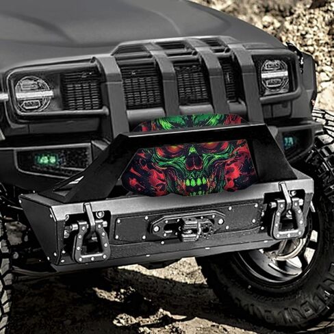 Fire Skeleton Winch Protection Cover Winch Cover Waterproof, Heavy Duty Waterproof Dust-Proof Winch Protection Cover Indoor/Outdoor - (23" x 11" x 11") in Kuwait