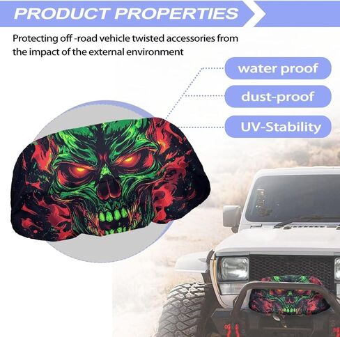 Fire Skeleton Winch Protection Cover Winch Cover Waterproof, Heavy Duty Waterproof Dust-Proof Winch Protection Cover Indoor/Outdoor - (23" x 11" x 11") in Kuwait