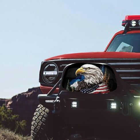Eagle American Flag Waterproof Winch Cover, Badlands Winch Cover, Breathable Winch Dust Covers, Winch Protection Cover Dust-Proof, UV-Resistant for Electric Winches in Kuwait