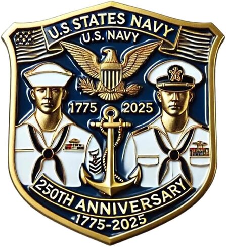 250th Anniversary U.S. NAVY Commemorative Pin, Marine Corps Army Military Emblem Lapel Alloy Button Brooches Veteran Collection Gift Jewelry in Saudi Arabia