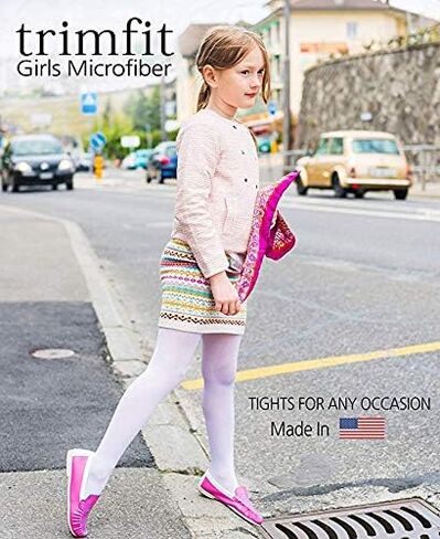 Trimfit Girls Microfiber Tights, Stretchy Footed Kids Dance Leggings, 3 Pack in Saudi Arabia