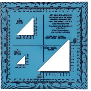 Protractor & Coordinate Scale US DOD GTA 05-02-012 Jun 2008: 360° 6400 Mils Clear is The Ideal Navigation Tool for Precise Map Reading, Land Navigation, Hiking, Orienteering, and Survival Skills