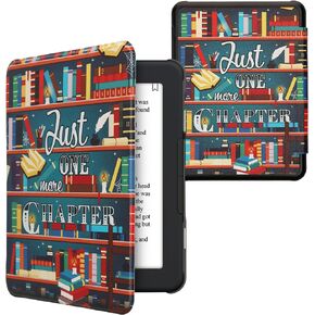 حافظة kwmobile متوافقة مع حافظة Barnes & Noble Nook Glowlight 4 Plus - غطاء القارئ الإلكتروني - فتاة وكتب أسود/بيج in Kuwait