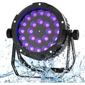LED Par Light IP67 Waterproof 24X15W RGBWA+UV 6-in-1 Outdoor Stage Light, High Power Professional Wash DJ Light DMX Sound Activated Uplights for Events Christmas Party Wedding Church Bar-1 Pack