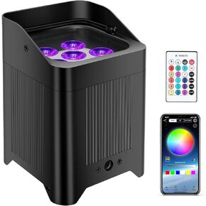 ضوء بار يعمل بالبطارية - 108 وات 6 في 1 RGBWAUV HEX Uplighting LED Par 9600 مللي أمبير في الساعة بطارية قابلة لإعادة الشحن تطبيق لاسلكي للتحكم عن بعد DMX لإضاءة الأحداث ومرحلة الزفاف وحفلات الديسكو وكنيسة الرقص