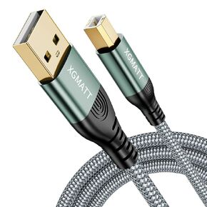 كابل طابعة XGAMTT USB A إلى USB B بطول 10 أقدام، كابل طابعة USB 2.0 كابل USB-A إلى USB-B، سلك طابعة ماسح ضوئي مجدول من النايلون عالي السرعة لـ HP Canon Dell Epson Brother Xerox Samsung Piano DAC والمزيد - أزرق