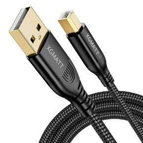 XGAMTT USB A to USB B Printer Cable 10ft, USB 2.0 Printer Cable USB-A to USB-B Cable, High Speed Nylon Braided Scanner Printer Cord for HP Canon Dell Epson Brother Xerox Samsung Piano DAC & More-Blue