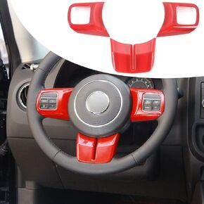 RT-TCZ for Jeep JK Steering Wheel Trim Red Bezel for Jeep Wrangler JK 2011-2017 for Patriot Compass 2011-2016 for Grand Cherokee 2011-2013 Red Interior Accessories 3pcs