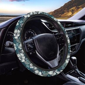 Sunflowers Cow Print Car Steering Wheel Cover for Women Girls Universal Suitable for Most Cars