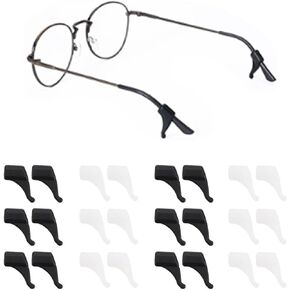 Anti-Slip Glasses Ear Hooks, Eyeglasses Holder, Eyeglasses Retainers,Soft Silicone Glasses Temple Tips Sleeve, Non Slip Glasses Ear Cushions for Glasses Sunglasses (Black 12Pairs)