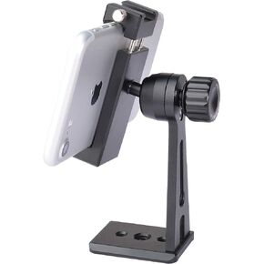 Phone Tripod Mount Adapter with Cold Shoe, Riqiorod Smartphone Tripod Holder Clip, Metal 360 degree Rotation Vertical Cell Phone Bracket Compatible with iPhone, Samsung Galaxy, Huawei, LG Google (C10)