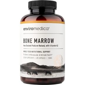 Enviromedica Freeze-Dried Bone Marrow Complex with Cartilage and MCHA Whole Bone from Grass-Fed Pastured New Zealand Bovine with Vitamin K2 (120ct)