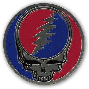Grateful Dead 3.25 Inch Large Brass Steal Your Face SYF Metal Embossed Sticker Decal
