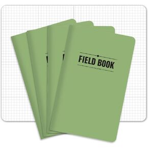Elan Publishing Company Field Notebook/Journal - 5"x8" - Green Cover - Graph Book - Pack of 4