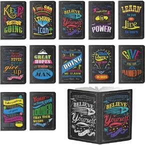 12 Packs Inspirational Notebooks, 12 Unique Design Motivational Small Pocket Size Notepad Mini Inspiring Journal Notebook for School Office Home Travel Use