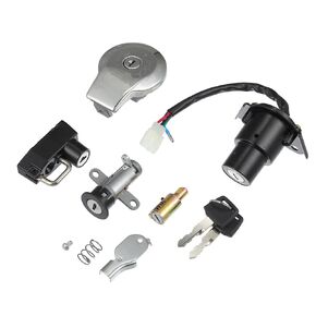 X AUTOHAUX 1 Set Motorcycle Ignition Switch Cylinder Fuel Gas Tank Cap Cover Lock Seat Lock Helmet Lock w/ 2 Keys for Yamaha Virago XV535 XXV240 XV125 XV250 Motor Bike Ignition Cylinder Set