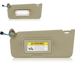 Left Driver Side Sun Visor with Vanity Mirror & Light for Honda Accord 2008 2009 2010 2011 2012 Beige Visor Assembly,Replacement 83280TA0A91ZB