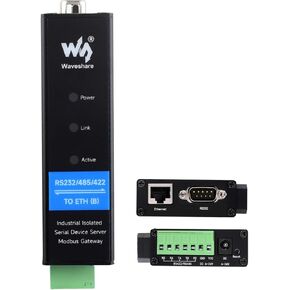 waveshare RS232/485/422 to RJ45 Ethernet Converter Industrial Isolated RS232/485/422 Serial Server, TCP/IP to Serial Modbus Gateway MQTT Gateway Multi Functions, Rail-Mount Support in Saudi Arabia