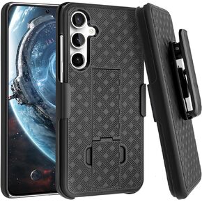 Fingic Samsung Galaxy S24 Plus Case with Belt Clip Holster Case Slim Combo Shell with Kickstand Swivel Holster Rugged Shockproof Antiscratch Protective Case for Samsung Galaxy S24 Plus,6.7",2024,Black