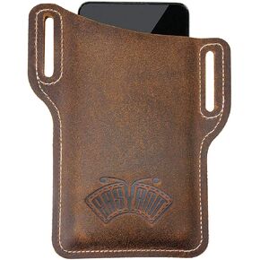 EASYANT Leather Cell Phone Holster Men Universal Case Waist Bag Sheath with Belt Loop Brown