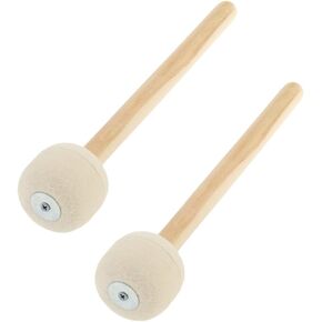 Bass Drum Mallet, Wool Felt Bass Drum Mallets Bass Mallet Sticks with Wood Handle for Drums Snare Percussion Instrument Band,Pack of 2