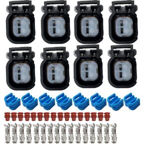 8PCS Performance 60131 Fuel Injector Connector Kit Compatible with EV6/USCar Style Injectors