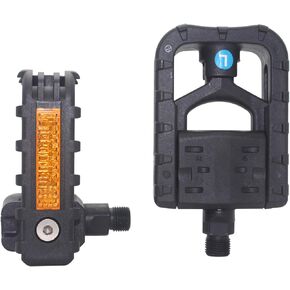 DRBIKE Folding Bike Pedals - Black Nylon Bicycle Flat Platform Pedals with Fiberglass, 1 Pair