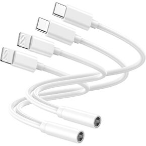 [معتمد من Apple MFi] محول مقبس سماعة الرأس Lightning إلى 3.5 مم + محول مقبس سماعة الرأس USB-C إلى 3.5 مم، 2 حزمة محول صوت iPad من النوع C إلى 3.5 مم لهاتف iPhone 15 14 13 12 11 8 7 Galaxy S23+، S22 in Kuwait