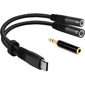 USB C Microphone Adapter, USB Type C to 3.5mm Combo Headphone Jack Audio Mic Adapter Y Splitter for Mac Book Pro, i-Pad Pro 2018/2020, OnePlus 7 Pro/8 Pro, Galaxy Note 10/10+/S20/20+/20 Ultra