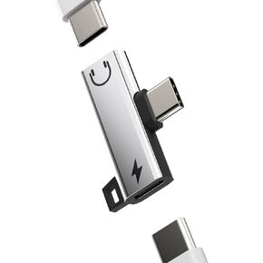 محول سماعة رأس USB-C (2 في 1) DAC مزدوج النوع C جاك شحن الصوت دونجل ملحقات سلك شاحن Aux كابل مقسم متوافق مع Samsung Galaxy Google Apple iPhone15 Pro Max Plus Ipad Pro Air Mini