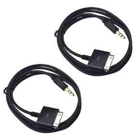 2 PCS Stereo 3.5mm AUX Input to 30-Pin Male Dock Universal Connector Cable Adapter (4.9 FT, Black)