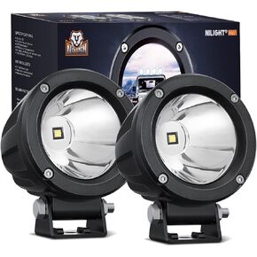 Nilight Motorcycle Led Pods Amber Fog Lights 2PCS 3Inch Yellow round led offroad Built-in EMC Driving Lights w/ 18AWG DT Wiring harness Kit for Motorbike SUV ATV Truck Boat Tractor