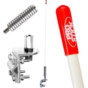 Prostick Fiberglass CB Antenna with Single Groove Mirror Mount & Stainless Steel Spring - 1000 Watt Durable Radio Antenna, Studs, Heavy Duty Springs – 4 Foot Antenna in White Color… in Saudi Arabia