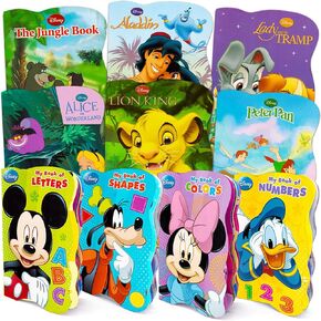 Disney Mickey Mouse Bedtime Stories 10 Book Bundle for Toddlers 1-3 - Disney Board Books for Kids Featuring Mickey, Minnie, Lion King, and More