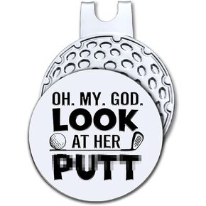 Oh My God Look at Her Golf Ball Marker with Magnetic Hat Clip, Funny Golf Accessories and Golf Gifts for Men Women Dad Mom Grandpa, Birthday for Golfer Golf Lovers Golf Fan