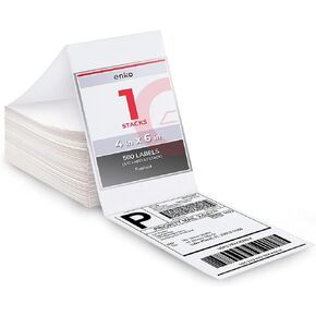 enKo 4x6 Thermal Labels Fan Fold Labels Compatible for Rollo Printer Labels - 1 Stack of 1000 4x6 Label Zebra Printer - Mailing Postal Label Paper, Perforated, Permanent Adhesive (2 Labels/Fold)