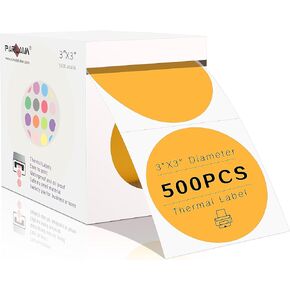 PARLAIM 3 Inch Round Direct Thermal Labels,Self-Adhesive Circle Sticker Labels for Thermal Printer,500 per/Roll Sticker Labels for DIY Design,QR Code,Name Tag(Aqua)