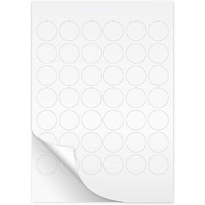 1 1/4" White Round Labels Sheet for Inkjet and Laser Printers / 25 Custom Logo Small Business Sticker Sheets / 1,050 Blank 1.25" Diameter DIY Printer Labels/Made in The USA
