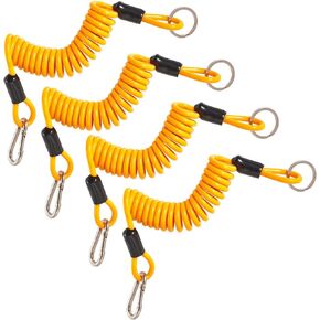 (4-Pack) 6ft Breakaway Trailer Cable Trailer Brake Safety Cable Heavy Duty Stainless Steel Spring Towing Coiled Wire, Replacement Breakaway Switch Safety Lanyard for RV Trailer Camper Boat