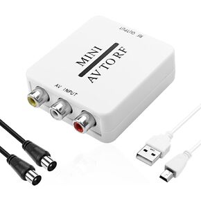 XMSJSIY RF Modulator RCA Composite AV CVSB to RF Video Adapter Converter AV to RF Scaler TV Switcher Support RF 67.25Mhz 61.25Mhz for TV VHS VCR DVD -1 PCS