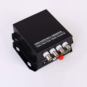 GESD 4 Video Data Fiber Optic Media Converter Analog Video Over Singlemode Fiber Optic Interface BNC FC Signal up 20Km (1Pair Transmitter and Receiver) for CCTV Cameras Surveillance System