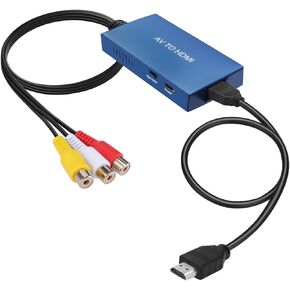 Tengchi RCA to HDMI Converter, Composite to HDMI Adapter Support 1080P PAL/NTSC Compatible with PS one, PS2, PS3, STB, Xbox, VHS, VCR, Blue-Ray DVD Players-Blue in Kuwait