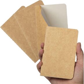 TWONE Pocket Notebook, 4 Pack Thin Cover Small Notebook for Taking Notes, Plain Paper, 30 Sheets, 3-1/2" x 5-1/2", Black Cover