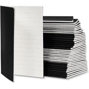 50 Pieces Pocket Kraft Notebook Bulk Small Mini Notebook Travel Journals for Students School Office Writing Class Projects, 5.12 x 3.54 Inches (Black Cover,Horizontal Line)