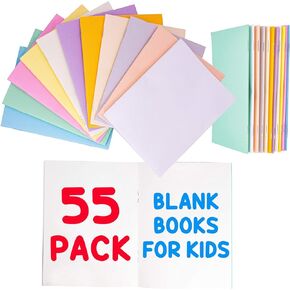 Upper Midland Products 55 Pk Mini Notebooks Journals Blank Paper Books For Kids Students Assorted Vibrant Colors 24 Pages (4.25 x 5.5 Inches) - Bulk Easter Basket Stuffers for Kids Tweens Adults