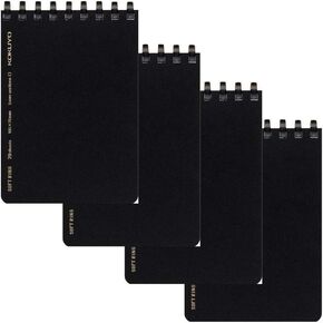 Kokuyo. Softring Memo Business A7, 5mm Grid, 70 Sheets Black (メ-SV477S5-D) - 4 Pack